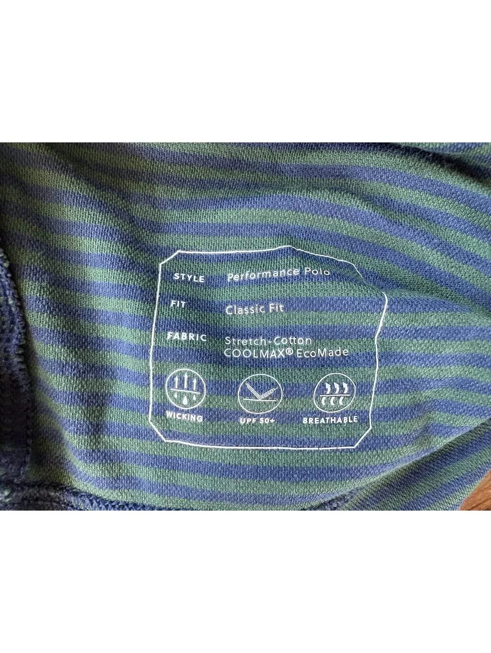 J.Crew Men's XL Performance Polo Classic Fit COOLMAX Blue Green Striped